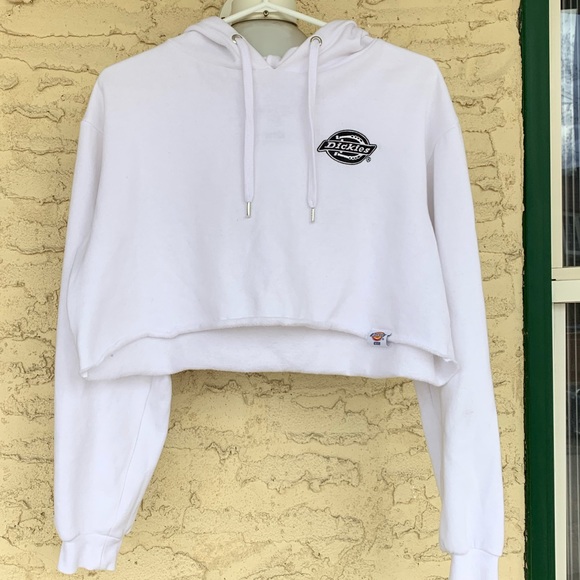 Dickies Sweaters - DICKIES white cropped hoodie